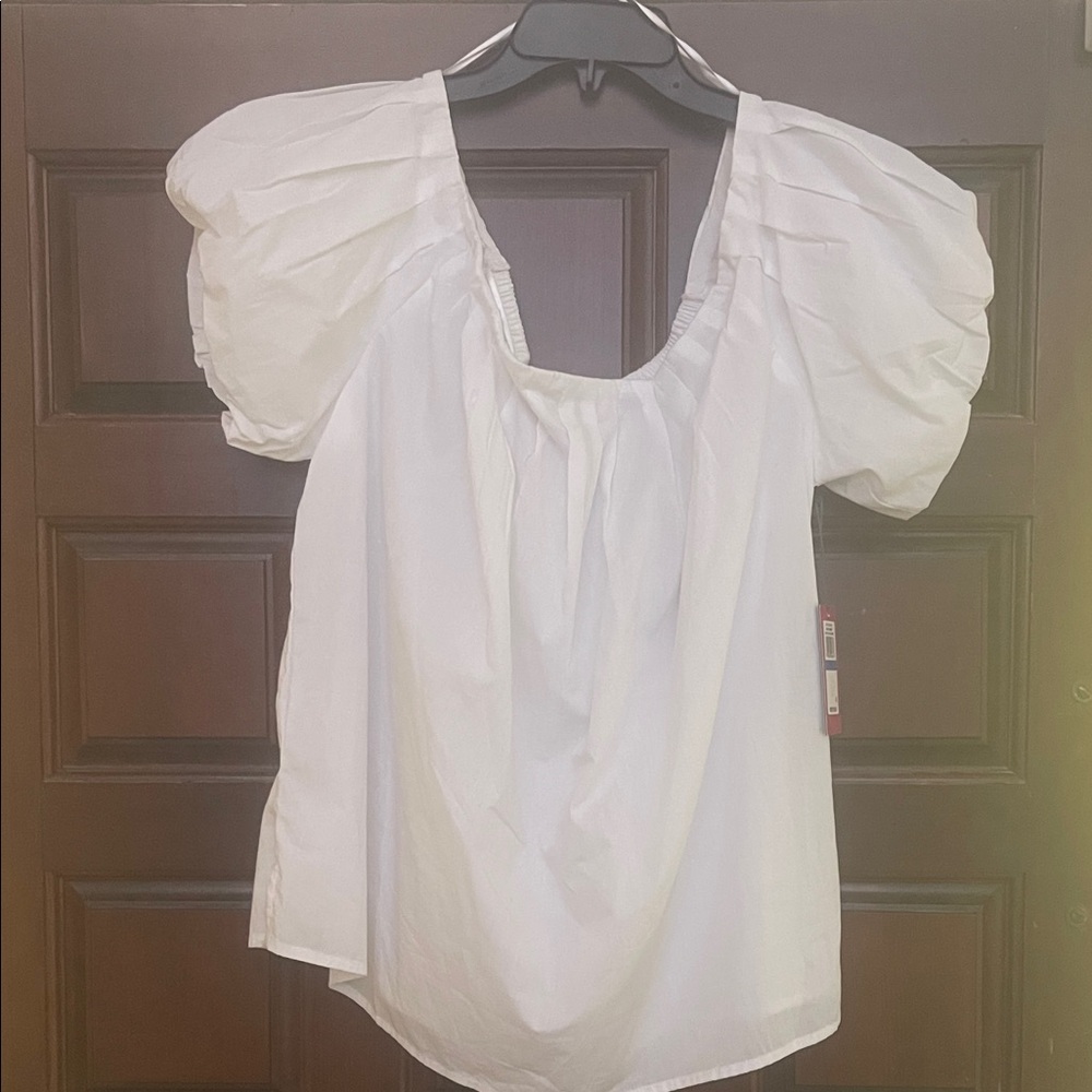Vince Camino off the shoulder White Puff Sleeve Women's blouse